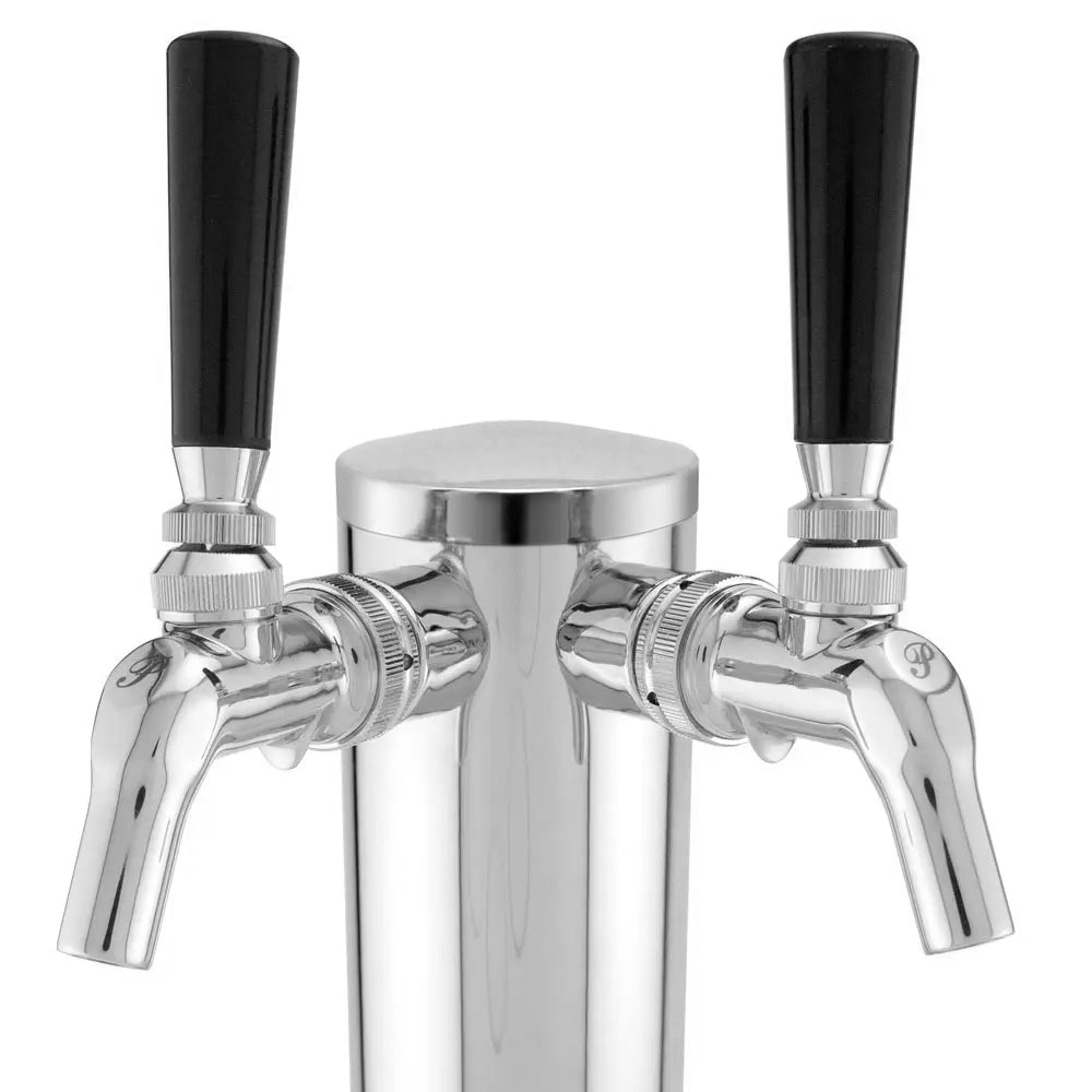 Double Faucet Stainless Draft BeerTower with Perlick 630SS Stainless Faucets