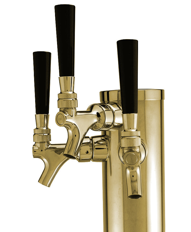 Polished Brass Triple Tap Faucet Draft Beer Kegerator Tower