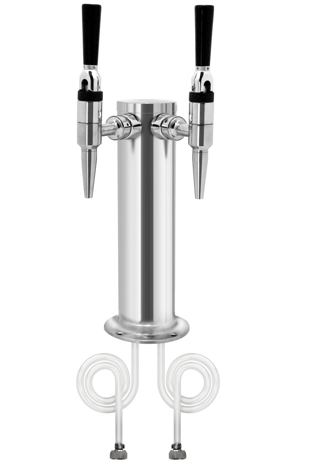 Two Tap Polished Stainless Steel Draft Beer Tower with Stout Beer Faucets