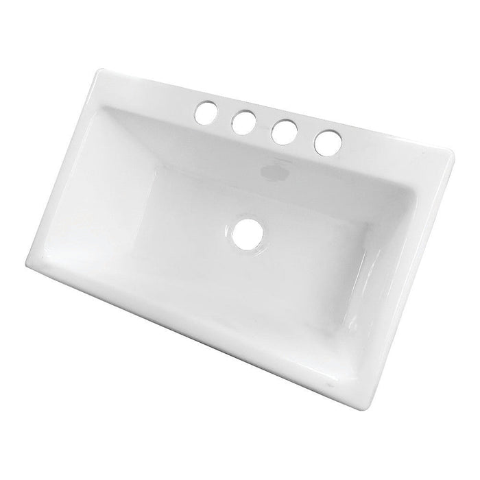 Kingston Brass Towne 36-Inch Cast Iron Undermount Kitchen Sink, 4-Hole, White