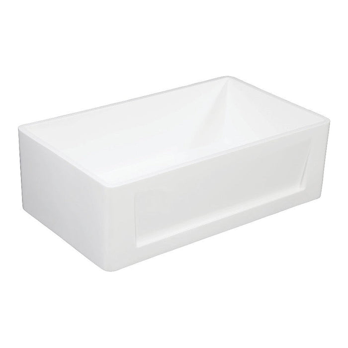 Kingston Brass Solid Surface Matte Stone Apron Front Farmhouse Single Bowl Kitchen Sink, Matte White
