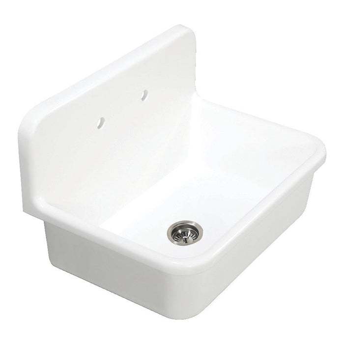 Kingston Brass Arcticstone 30 in. Solid Surface Top-Mount Kitchen Sink with Backsplash, Matte White (GKTA3020198)