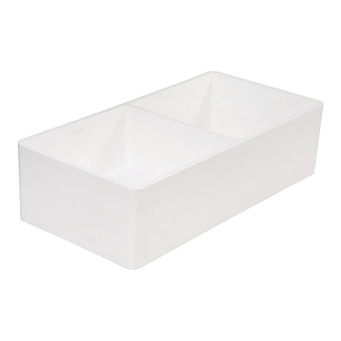 Kingston Brass Arcticstone 36 in. Solid Surface Farmhouse Kitchen Sink, Matte/Glossy White (GPFA361810BCD)
