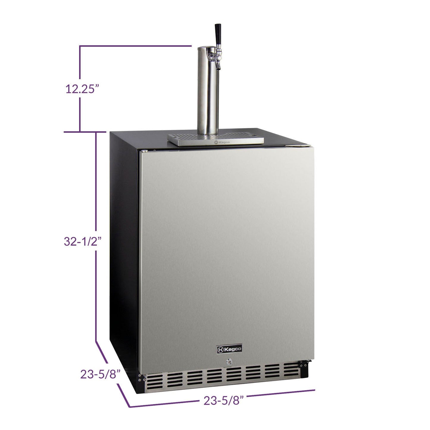 24" Wide Single Tap Stainless Steel Built-In Right Hinge ADA Kegerator with Kit