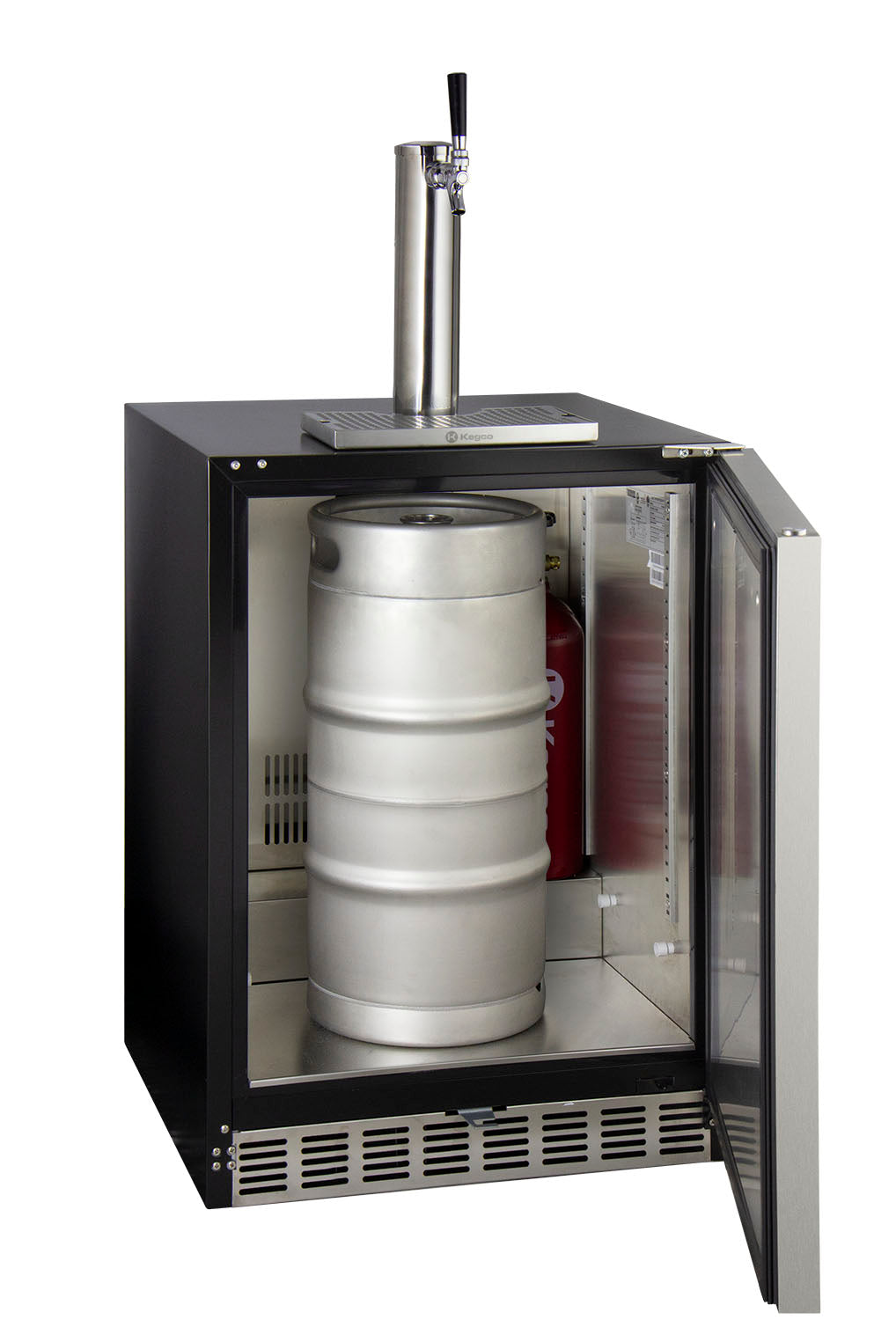 24" Wide Single Tap Stainless Steel Built-In Left Hinge ADA Kegerator with Kit