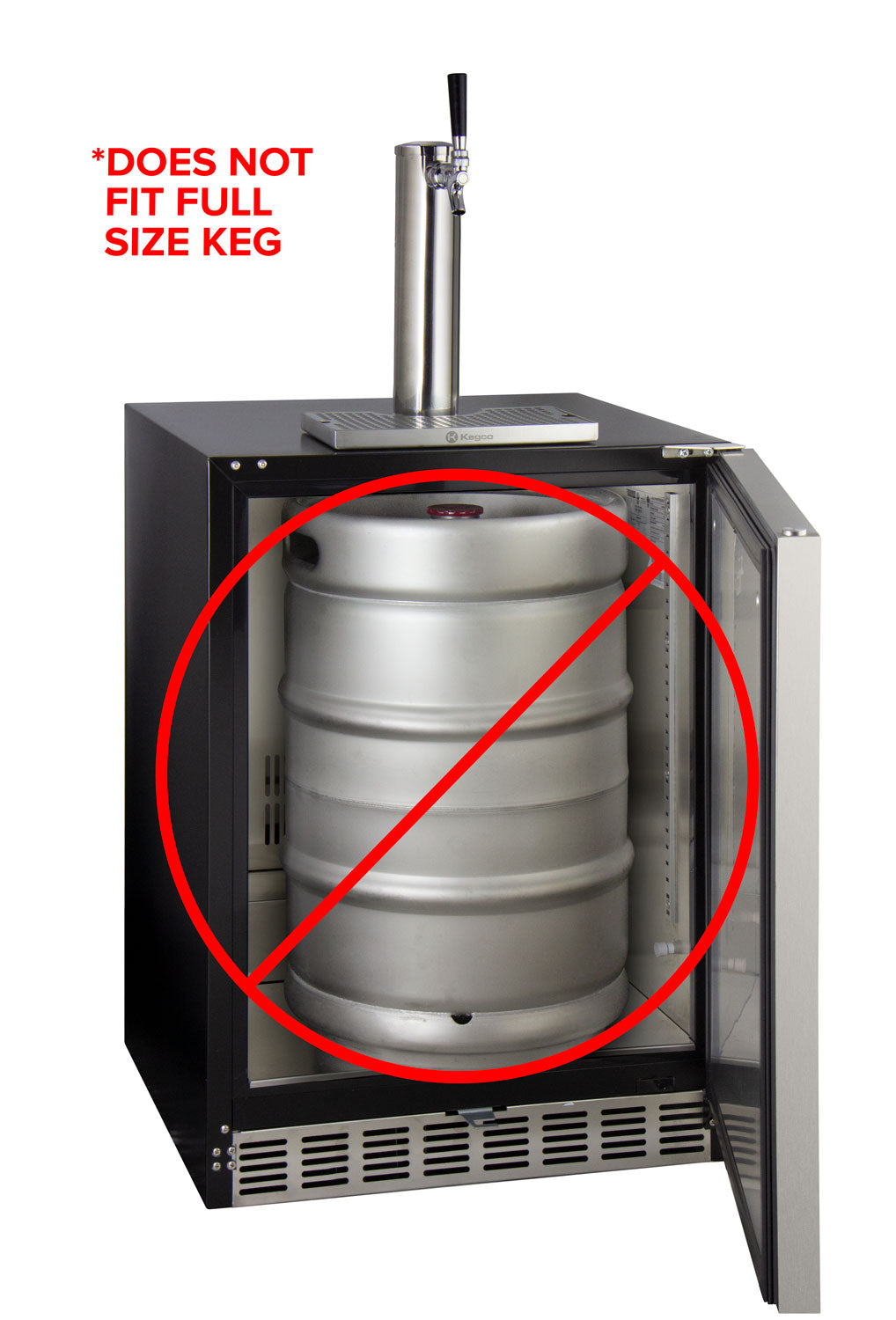 24" Wide Single Tap Stainless Steel Built-In Left Hinge ADA Kegerator with Kit