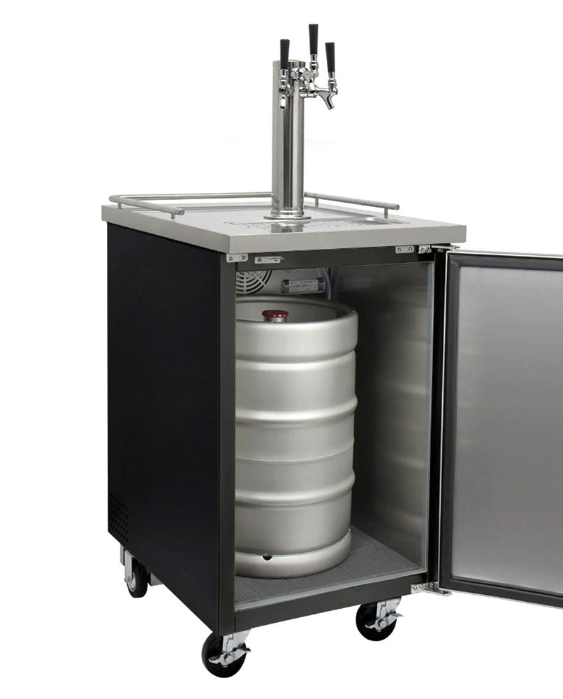 24" Wide Cold Brew Coffee Triple Tap Black Commercial Kegerator