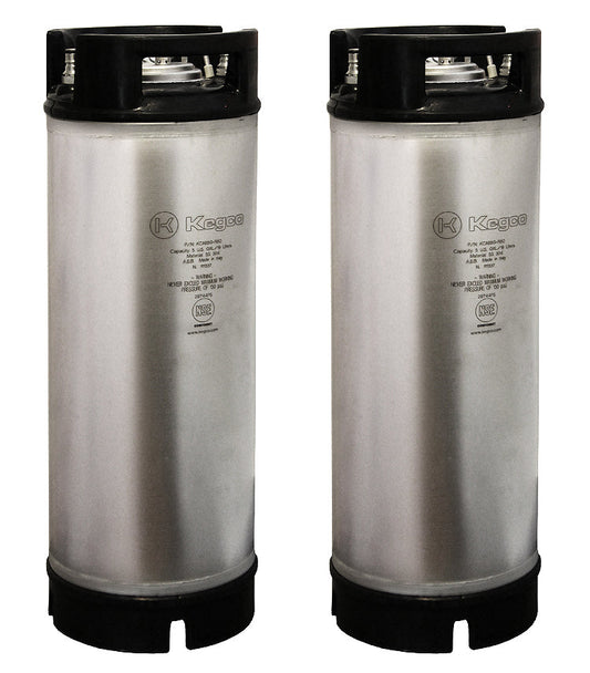 NSF Approved 5 Gallon Ball Lock Keg with Rubber Handle - Set of 2