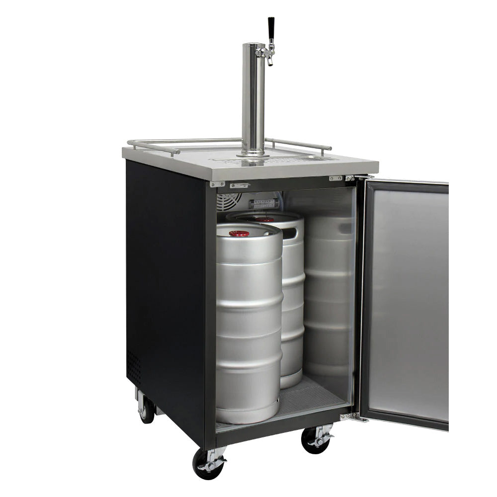 24" Wide Kombucha Single Tap Black Commercial Kegerator