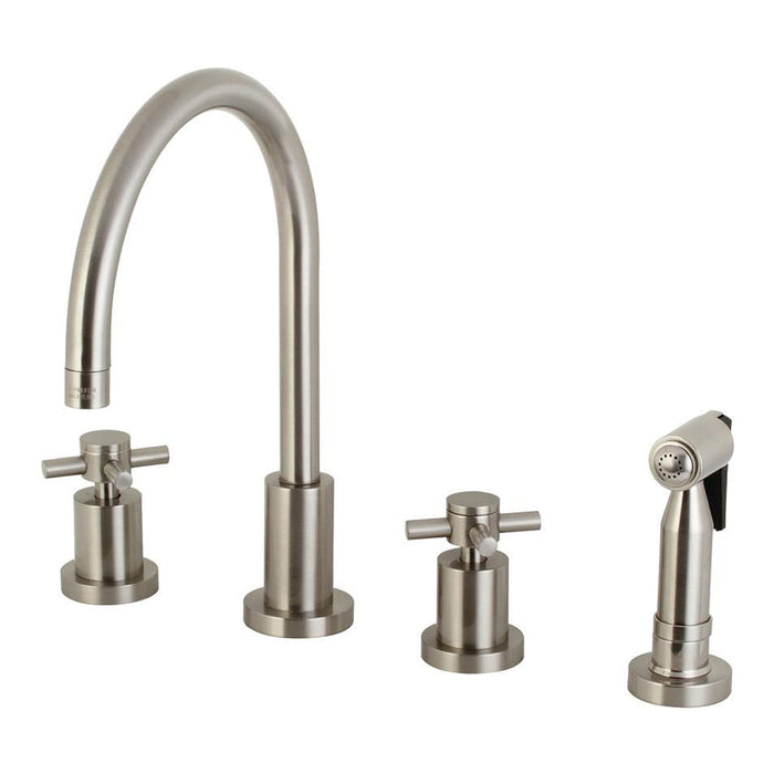 Kingston Brass 8 in. Widespread Kitchen Faucet with Brass Sprayer (KS8728DXBS)