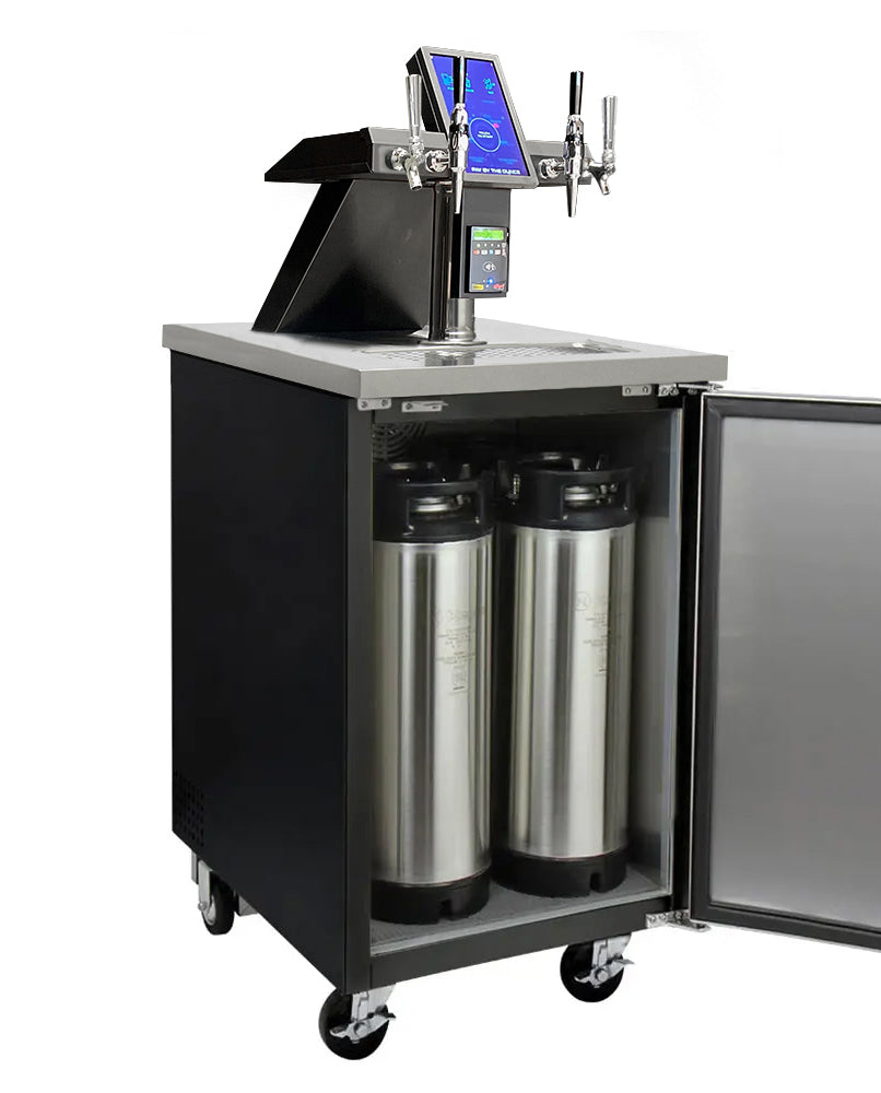 24" Wide Kegerator Vending Machine Four Tap Black Commercial Keg Dispenser