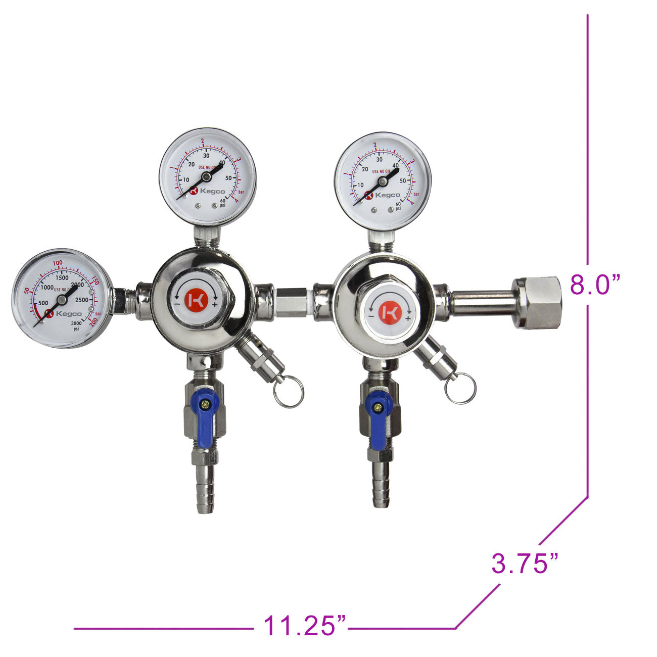 Pro Series Two Pressure Primary CO2 Draft Beer Regulator Battery