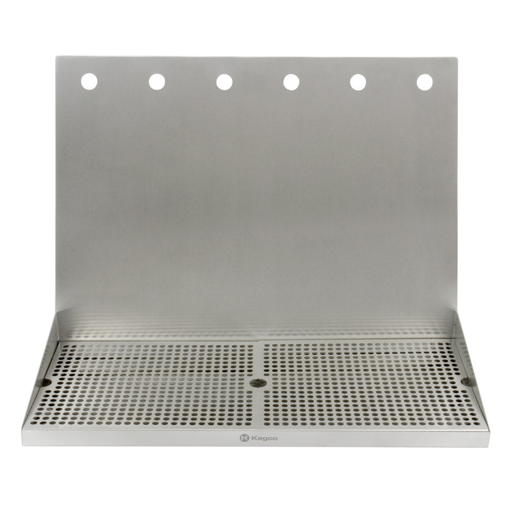 24" x 10" Wall Mount Drip Tray with Drain - 6 Shank Holes