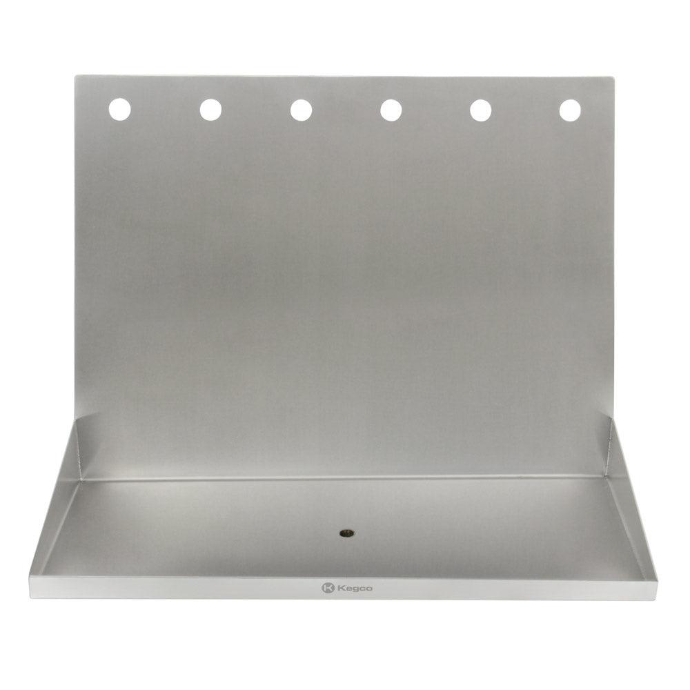 24" x 10" Wall Mount Drip Tray with Drain - 6 Shank Holes