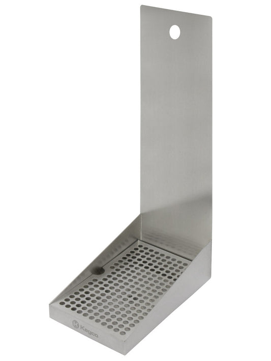 6" x 10" Wall Mount Drip Tray with Drain - 1 Shank Hole