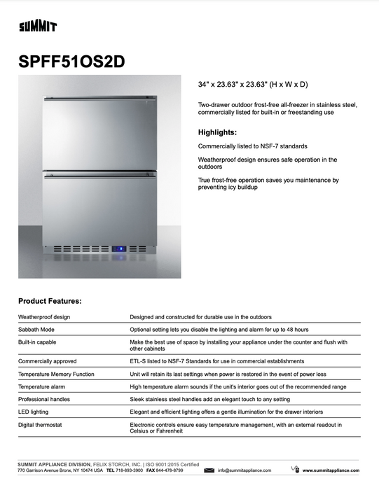 SUMMIT 24" 2-Drawer All-Freezer