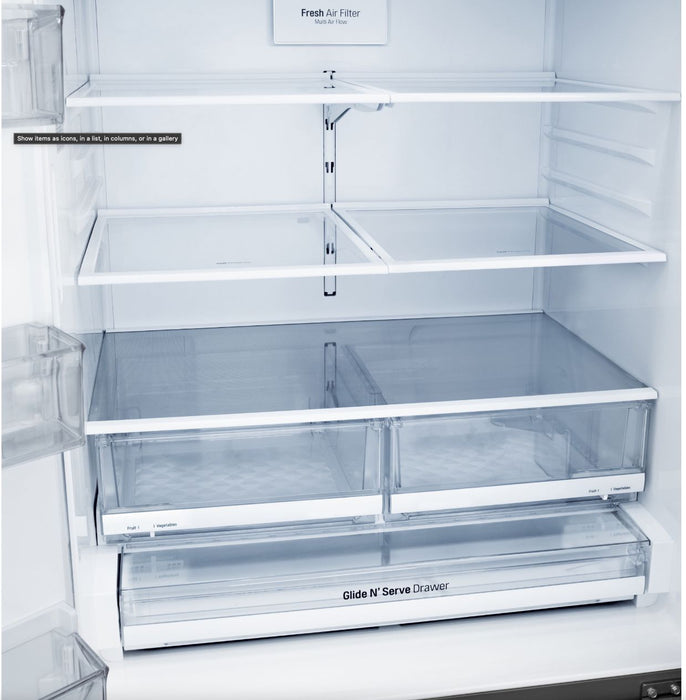 LG 36 Inch Wi-Fi Enabled 3-Door French Door Refrigerator in Stainless Steel 22 Cu. Ft. (LFXS26973S)