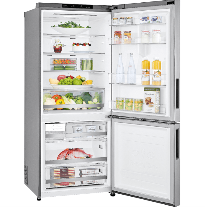 LG 28 Inch Bottom Freezer Refrigerator in Platinum Silver 14.7 Cu. Ft. (LBNC15231V)