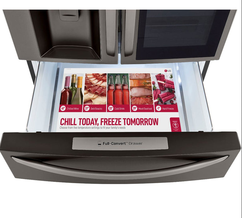 LG 36 Inch 4-Door French Door Refrigerator with InstaView, Black Stainless Steel 23 Cu. Ft. (LRMVC2306D)