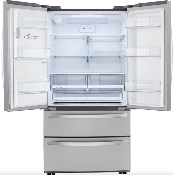 LG 36 Inch Smart Counter Depth Double Freezer Refrigerator 22 Cu. Ft. (LMXC22626S)
