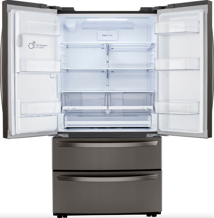 LG 36 Inch Smart Counter Depth Double Freezer Refrigerator in Black Stainless 22 Cu. Ft. (LMXC22626D)
