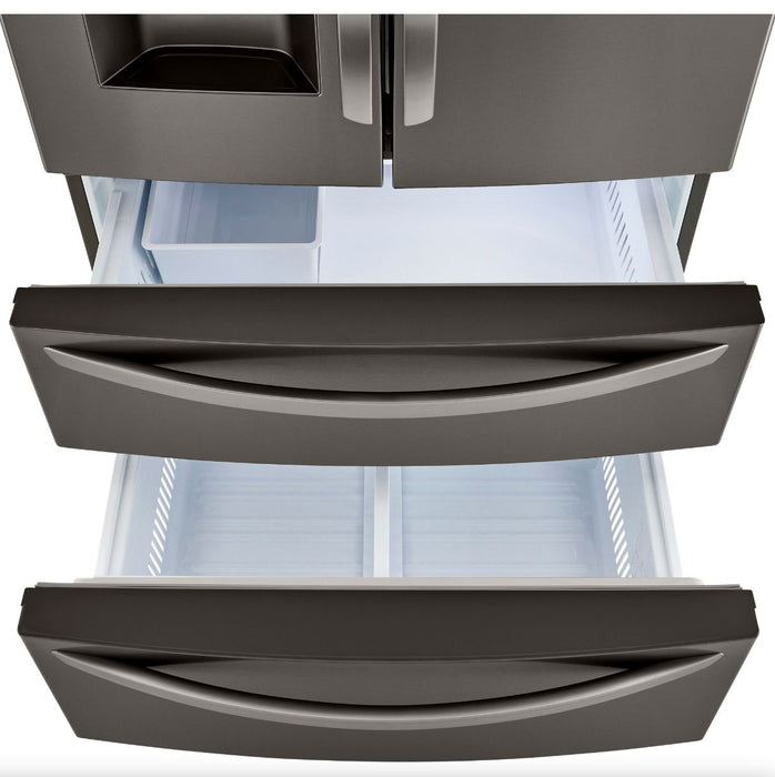 LG 36 Inch Smart Counter Depth Double Freezer Refrigerator in Black Stainless 22 Cu. Ft. (LMXC22626D)