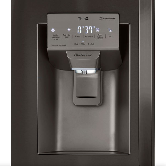 LG 36 Inch Smart Counter Depth Double Freezer Refrigerator in Black Stainless 22 Cu. Ft. (LMXC22626D)