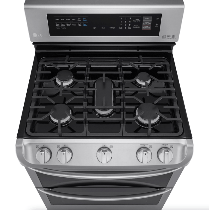LG 30 Inch Freestanding Gas Range with Double Oven in Stainless Steel 6.9 Cu.Ft. (LDG4313ST)