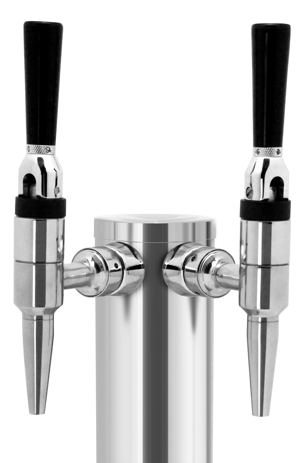 Two Tap Polished Stainless Steel Draft Beer Tower with Stout Beer Faucets