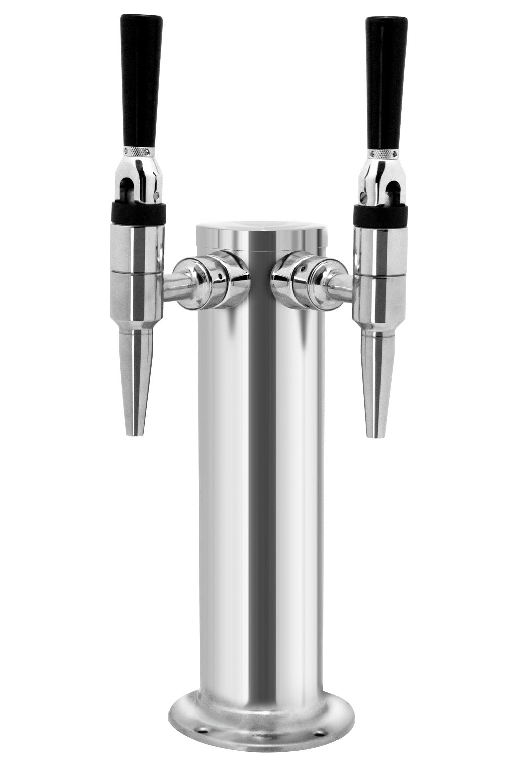 Two Tap Polished Stainless Steel Draft Beer Tower with Stout Beer Faucets