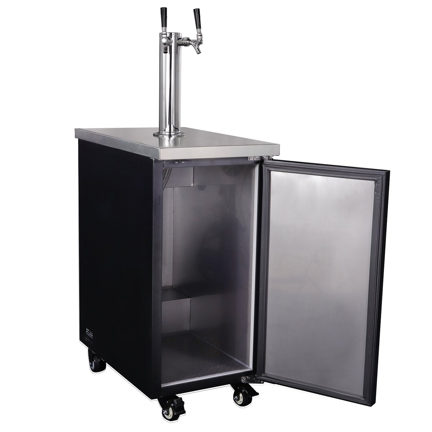 Slim 18" Wide Dual Tap Black Commercial Kegerator