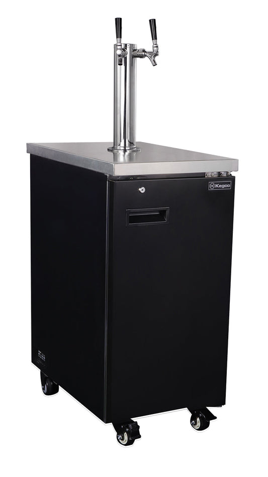 Slim 18" Wide Cold Brew Coffee Dual Tap Black Commercial Kegerator