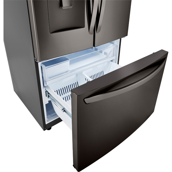 LG 36 Inch French Door Refrigerator with Slim Design Water Dispenser in Black Stainless Steel 29 Cu. Ft. (LRFWS2906D)