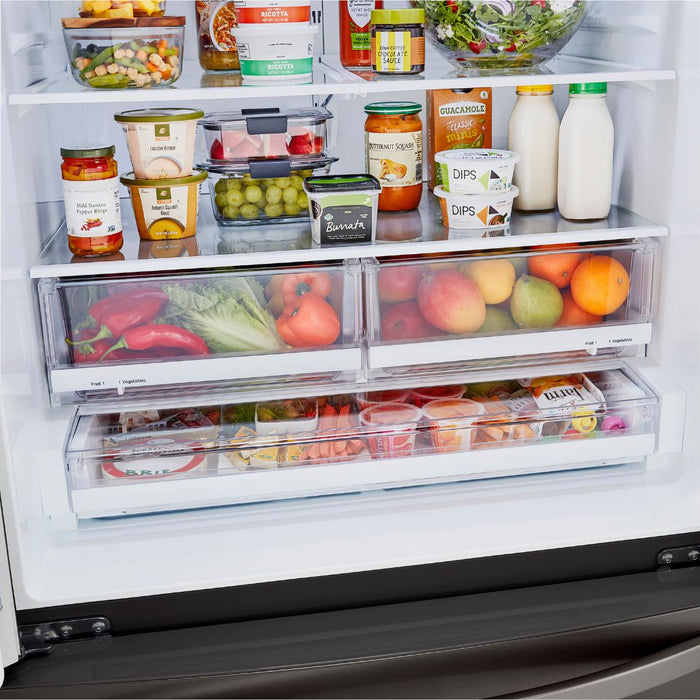 LG 36 Inch French Door Refrigerator with Slim Design Water Dispenser in Black Stainless Steel 29 Cu. Ft. (LRFWS2906D)