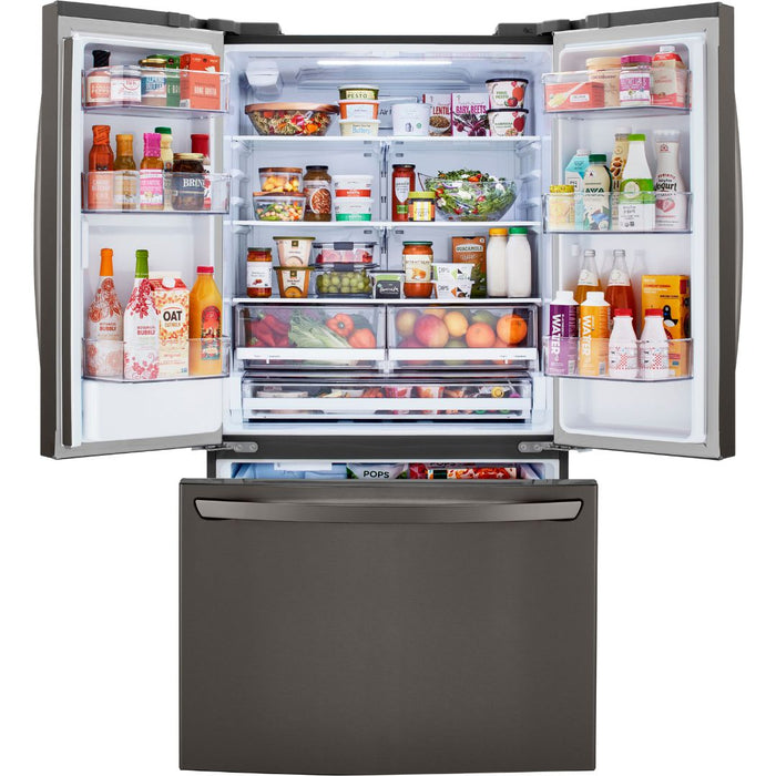 LG 36 Inch French Door Refrigerator with Slim Design Water Dispenser in Black Stainless Steel 29 Cu. Ft. (LRFWS2906D)