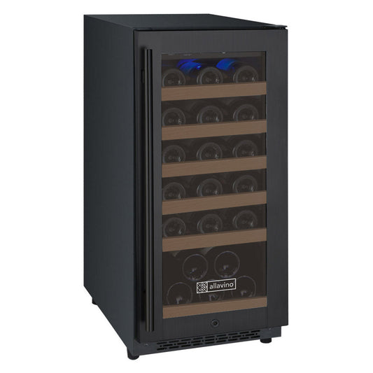15" Wide FlexCount II Tru-Vino 30 Bottle Single Zone Black Wine Refrigerator - Allavino VSWR30-1BR20