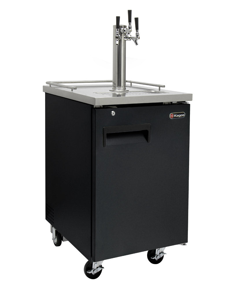 24" Wide Triple Tap Black Commercial Kegerator