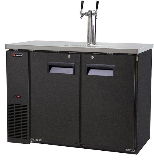 49" Wide Dual Tap Black Commercial Kegerator