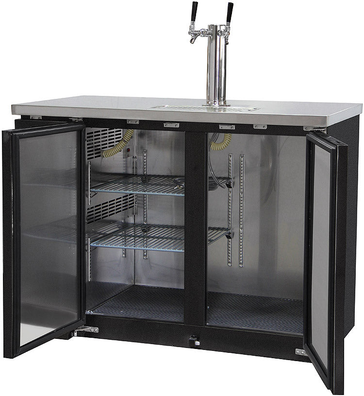 49" Wide Dual Tap Black Commercial Kegerator