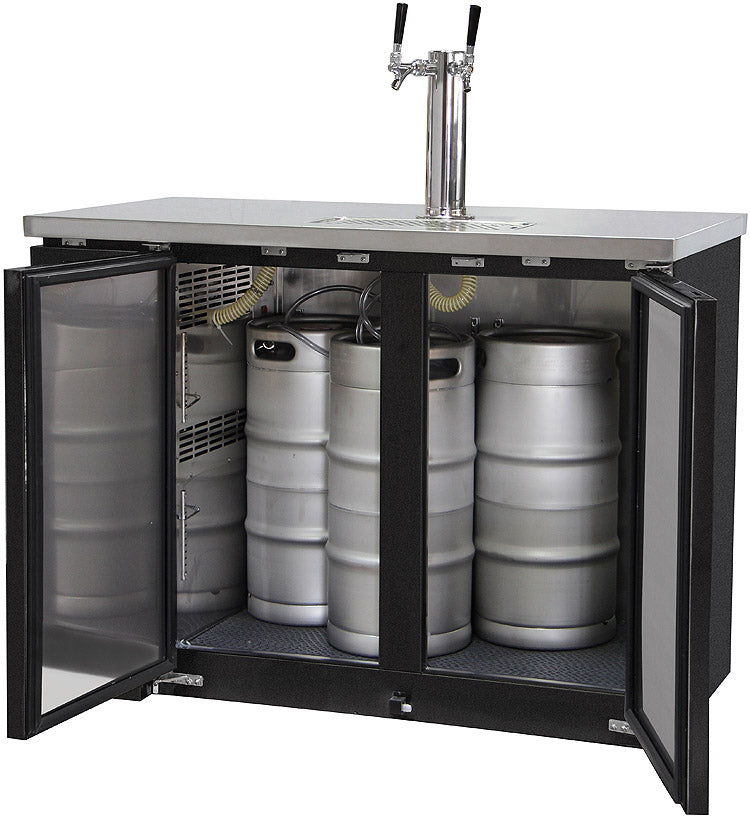 49" Wide Dual Tap Black Commercial Kegerator