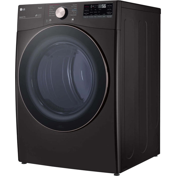 LG 27 In. 7.4-Cu. Ft. Front Load Electric Dryer with TurboSteam and Built-In Intelligence in Black Steel (DLEX4000B)