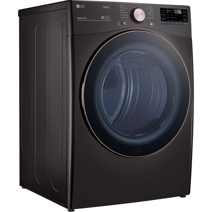 LG 27 In. 7.4-Cu. Ft. Front Load Electric Dryer with TurboSteam and Built-In Intelligence in Black Steel (DLEX4000B)