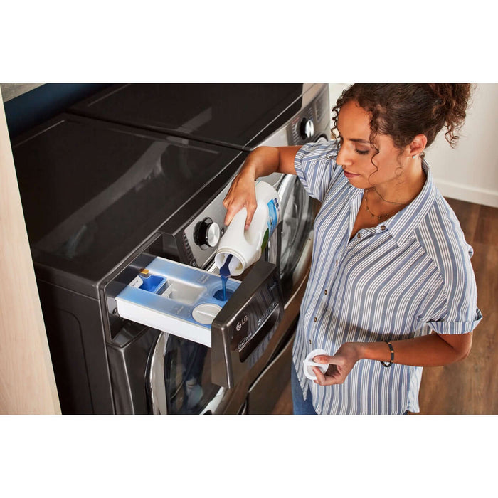 LG 27 In. 7.4-Cu. Ft. Electric Dryer with TurboSteam and Built-In Intelligence in Black Steel (DLEX4500B)