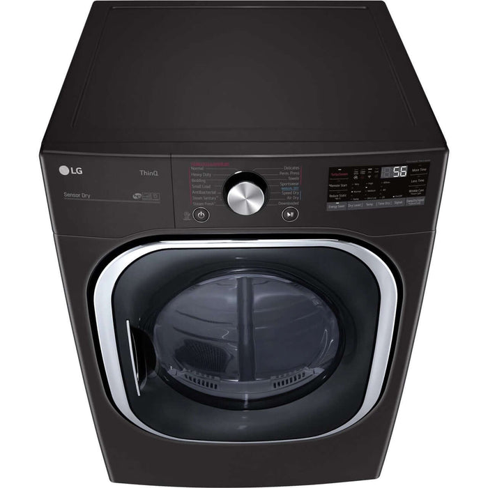 LG 27 In. 7.4-Cu. Ft. Electric Dryer with TurboSteam and Built-In Intelligence in Black Steel (DLEX4500B)