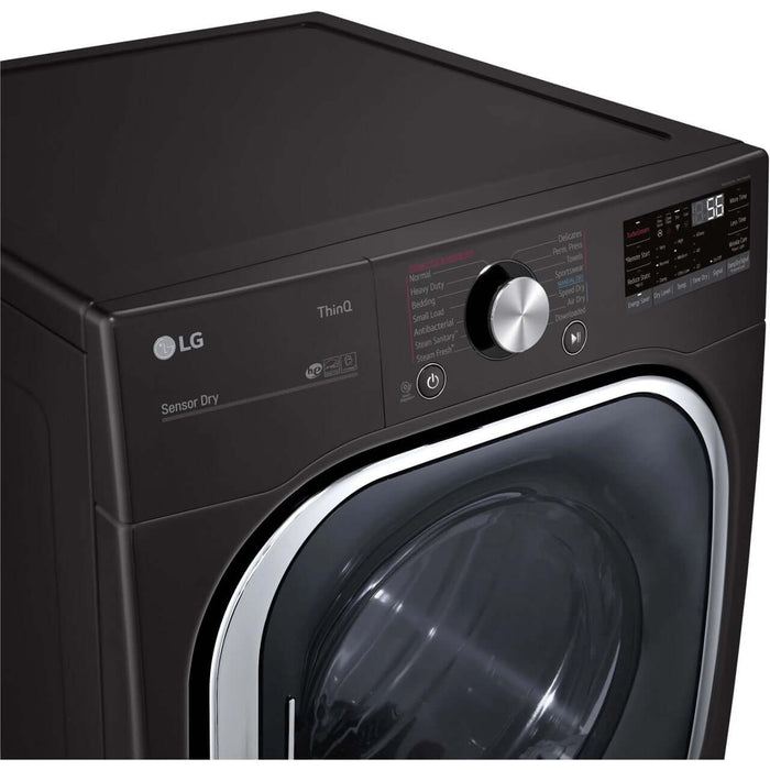 LG 27 In. 7.4-Cu. Ft. Electric Dryer with TurboSteam and Built-In Intelligence in Black Steel (DLEX4500B)