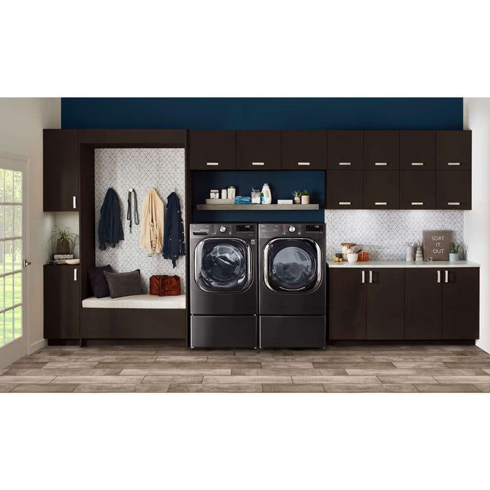 LG 27 In. 7.4-Cu. Ft. Electric Dryer with TurboSteam and Built-In Intelligence in Black Steel (DLEX4500B)