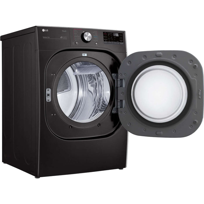 LG 27 In. 7.4-Cu. Ft. Electric Dryer with TurboSteam and Built-In Intelligence in Black Steel (DLEX4500B)