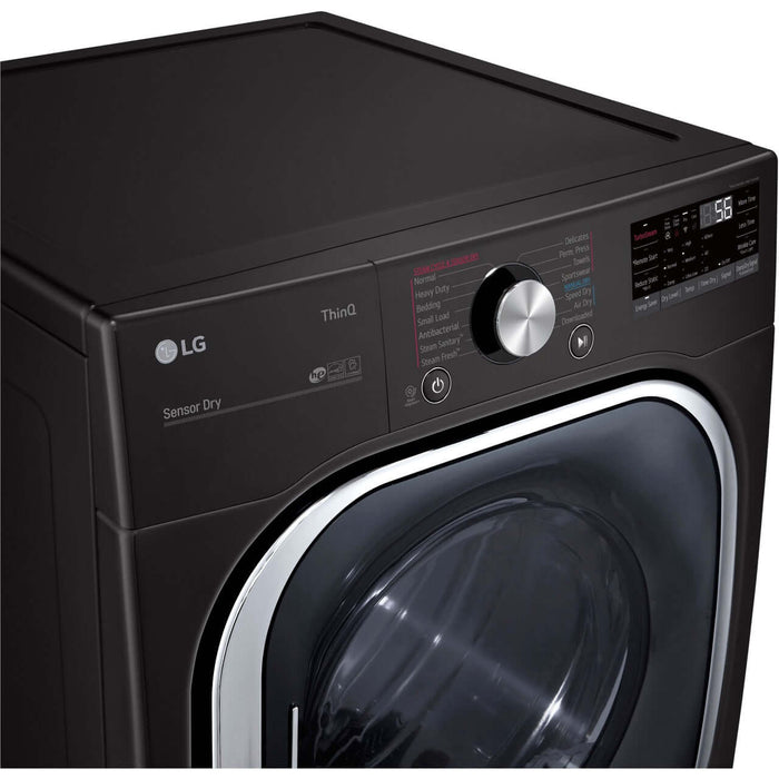 LG 27 In. 7.4-Cu. Ft. Electric Dryer with TurboSteam and Built-In Intelligence in Black Steel (DLEX4500B)