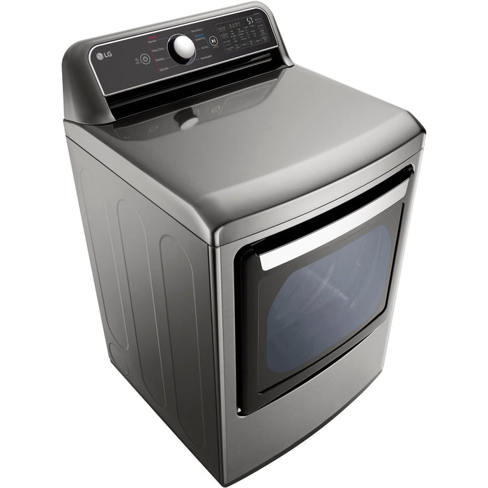LG 7.3-Cu. Ft. Ultra Large Capacity Smart wi-fi Enabled Rear Control Gas Dryer with EasyLoad Door in Graphite Steel (DLG7401VE)