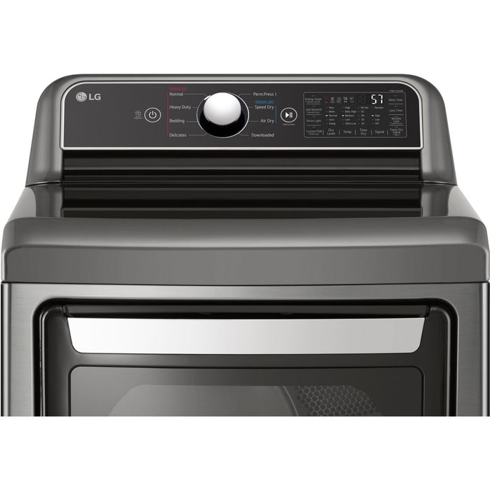 LG 7.3-Cu. Ft. Ultra Large Capacity Smart wi-fi Enabled Rear Control Gas Dryer with EasyLoad Door in Graphite Steel (DLG7401VE)